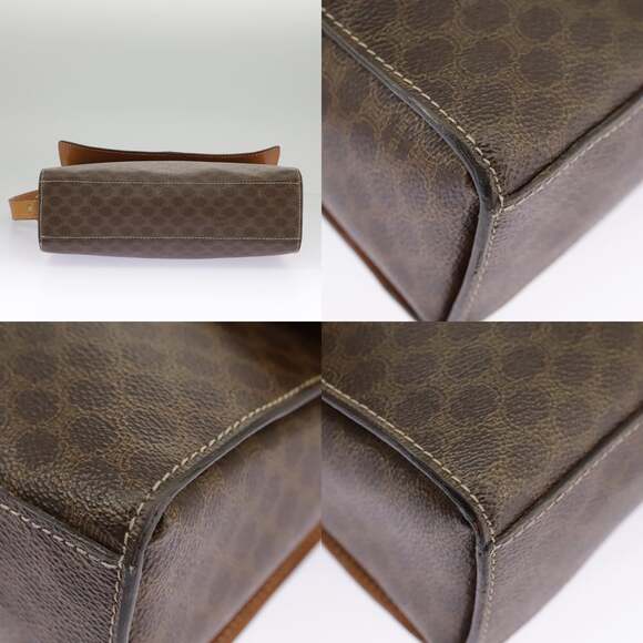 CELINE Macadam Canvas Shoulder Bag Pvc Leather Brown Gold - Picture 11 of 13